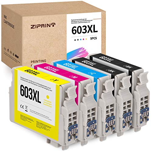 ZIPRINT 603 xl epson cartuchos de tinta Epson 603XL T603 XL compatibles con Epson XP 3100 XP 2100 XP 4100 WF 2830 xp-3100 XP-2105 XP-3105 XP-4105 WF 2810 WF 2830 WF 2835 WF 2850(5 pack)