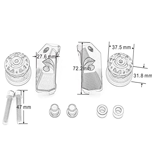 ZMMWDE  CNC Motorcycle Rear Axle Spindle Chain Adjuster Blocks with Spool Sliders,For Yamaha YZF R25 R3 MT-03 MT-25 YZF-R3 ABS Blue