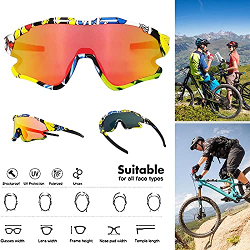 ZoliTime Gafas de Ciclismo 4 Juego de Lentes Intercambiables UV400 Deportes polarizados a Prueba de Viento Gafas de Sol de conducción BMX Gafas de Bicicleta