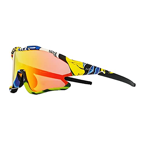 ZoliTime Gafas de Ciclismo 4 Juego de Lentes Intercambiables UV400 Deportes polarizados a Prueba de Viento Gafas de Sol de conducción BMX Gafas de Bicicleta