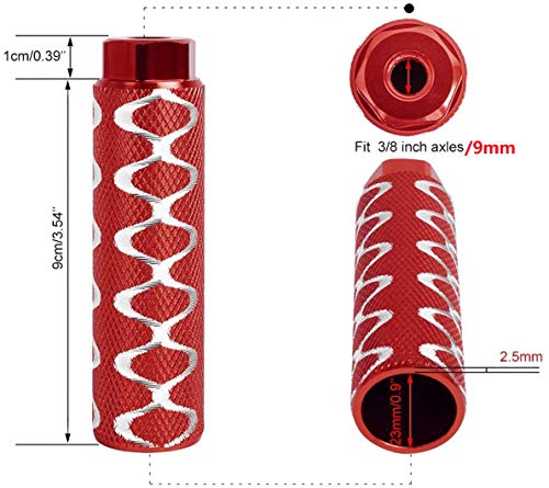 ZONSUSE Clavijas para Pedales BMX Antideslizantes de aleación de Aluminio, Pedal de Bicicleta Apto para Ejes Delanteros o Traseros, Clavijas de Bicicleta, para Bicicleta Bici BMX (Rojo)