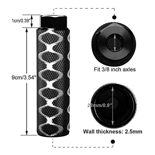 ZONSUSE Clavijas para Pedales BMX Antideslizantes de aleación de Aluminio, Pedal de Bicicleta Apto para Ejes Delanteros o Traseros, Clavijas de Bicicleta, para Bicicleta Bici BMX (Negro B)