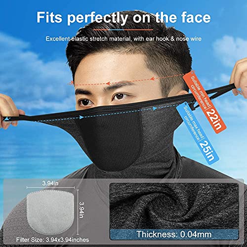 ZONSUSE Pasamontañas para Motocicleta,Bicicleta Mascarilla Protección UV Transpirable Máscara Bufanda Bandana Cuello Cálido,Con Filtro,Perfecto Para Ciclismo,Deportes al Aire Libre Senderismo (Negro)