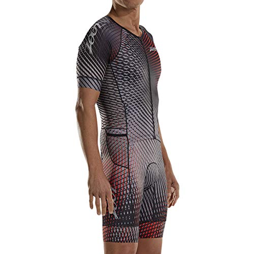 Zoot Traje de Triatlón Aéreo Masculino Estilo Stoke con Manga, Acolchado del Asiento, Elementos Reflectantes, FPS 50+, Tres Bolsillos Traseros y Cremallera Frontal. Tamaño M