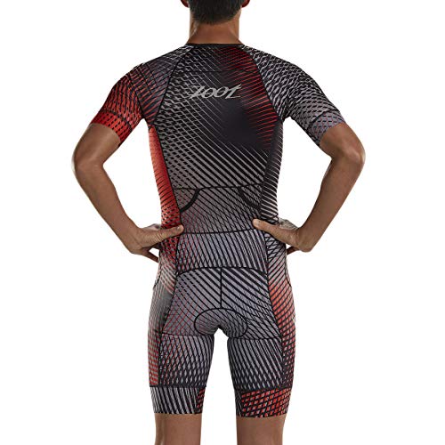 Zoot Traje de Triatlón Aéreo Masculino Estilo Stoke con Manga, Acolchado del Asiento, Elementos Reflectantes, FPS 50+, Tres Bolsillos Traseros y Cremallera Frontal. Tamaño M