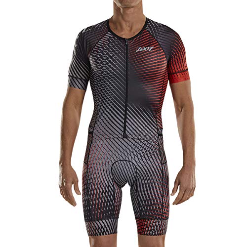 Zoot Traje de Triatlón Aéreo Masculino Estilo Stoke con Manga, Acolchado del Asiento, Elementos Reflectantes, FPS 50+, Tres Bolsillos Traseros y Cremallera Frontal. Tamaño M