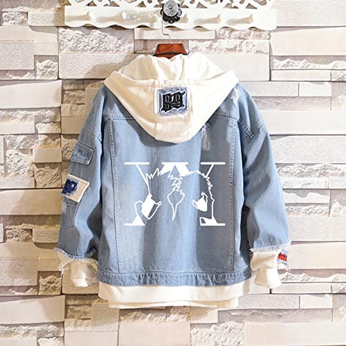 ZOSUO Hunter x Hunter Chaqueta Vaquera, Anime Killua Zoldyck GON·Freecss Cosplay Sudadera con Capucha Pullover Chaqueta Outwear Abrigos Callejero Denim para Hombres Mujeres,C,XL