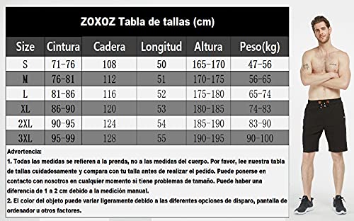 ZOXOZ Pantalones Cortos de Verano para Hombre Algodón Deportivos Shorts de Jogging Running Fitness Gym con Bolsillos con Cremallera en la Cintura elástica Negro L