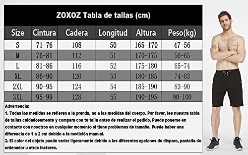 ZOXOZ Pantalones Cortos de Verano para Hombre Algodón Deportivos Shorts de Jogging Running Fitness Gym con Bolsillos con Cremallera en la Cintura elástica Negro L