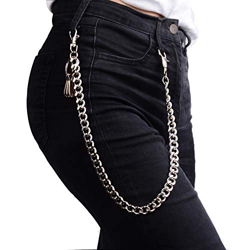 ZOYLINK Cadena De Pantalones De Mujer Casual Antirrobo Cadena De Monedero De Metal Hombres Jeans Cadena