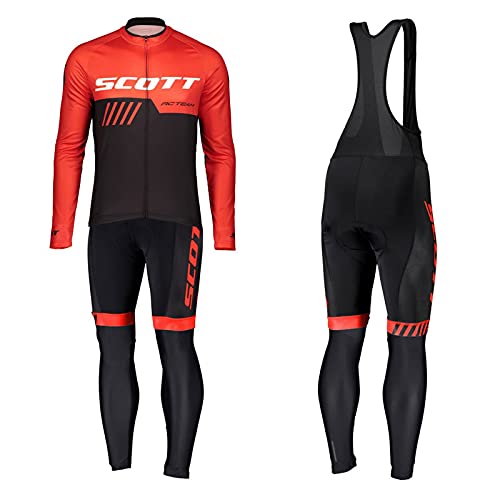 ZQD Ciclismo Maillot Hombres Jersey + Pantalones Largos Culote Mangas Largas de Ciclismo Conjunto de Ropa, Pantalones Acolchados de Gel 9D MTB Camisa de Montar, Camisa de Carreras Camisa de Ciclismo