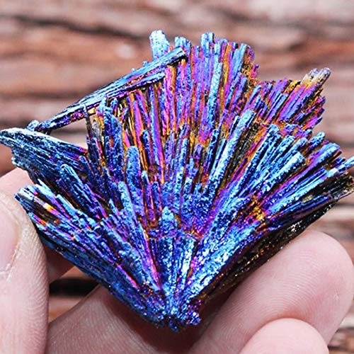 ZQO Espécimen Mineral de Cristal Cola de Pavo Real Llama Azul Cuarzo Natural Clúster de Cristal de turmalina Negra 20-30g