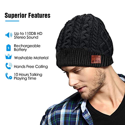 ZRUHIG Gorro Bluetooth Hombre, Mujer Regalos Gorro Bluetooth V5.0 Sombreros de Auriculares inalámbrico Unisex actualizados adecuados para Deportes al Aire Libre, Regalo Navidad