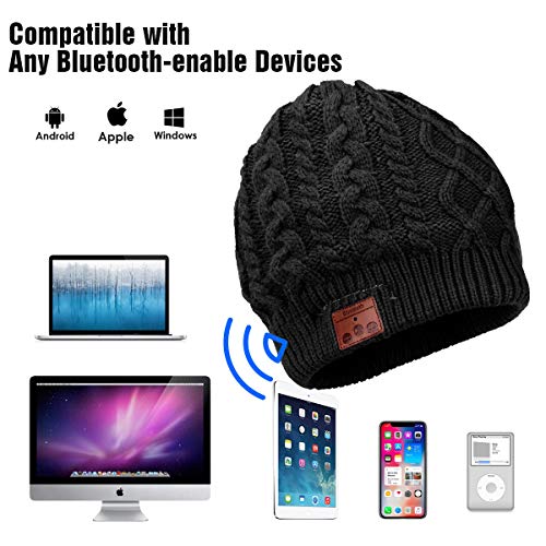 ZRUHIG Gorro Bluetooth Hombre, Mujer Regalos Gorro Bluetooth V5.0 Sombreros de Auriculares inalámbrico Unisex actualizados adecuados para Deportes al Aire Libre, Regalo Navidad