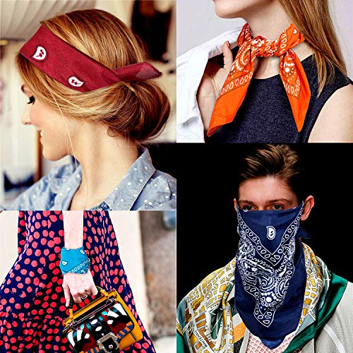 ZWOOS Bandanas Paisley, 12 Piezas Foulards, Pañuelos para el cuello para Hombre y Mujer (12 Colores)