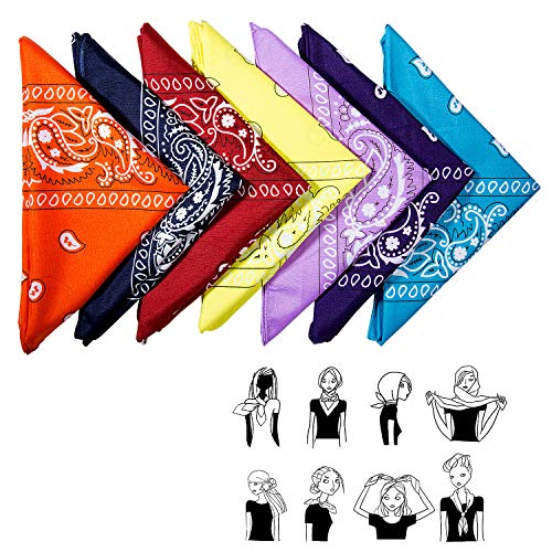 ZWOOS Bandanas Paisley, 12 Piezas Foulards, Pañuelos para el cuello para Hombre y Mujer (12 Colores)