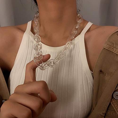 zxcs Punk Hip Hop Fashion Acrylic Link Chain Necklace Rock Gothic Chunky Plástico Choker Collar Collar para Mujeres Accesorios-Orange