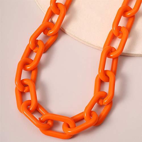 zxcs Punk Hip Hop Fashion Acrylic Link Chain Necklace Rock Gothic Chunky Plástico Choker Collar Collar para Mujeres Accesorios-Orange