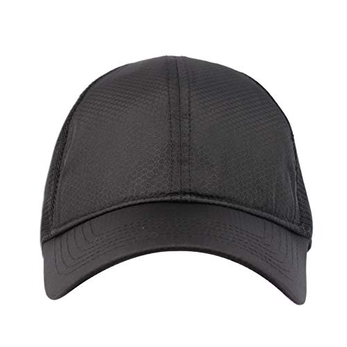 Zylioo Gorra grande de secado rápido para camionero XXL transpirable para correr, extra grande, de malla de perfil bajo, gorra de béisbol ajustable para la cabeza de 23.5 a 25.5 pulgadas, color negro