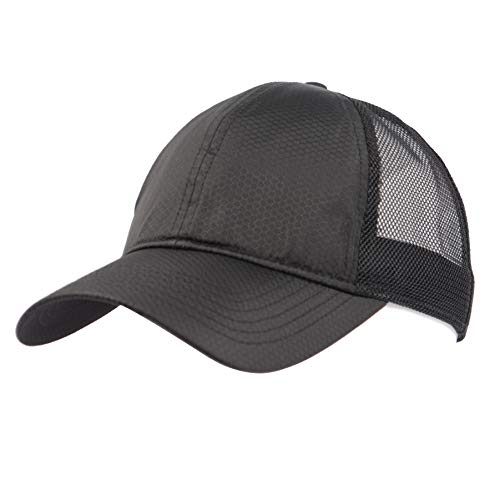 Zylioo Gorra grande de secado rápido para camionero XXL transpirable para correr, extra grande, de malla de perfil bajo, gorra de béisbol ajustable para la cabeza de 23.5 a 25.5 pulgadas, color negro