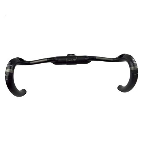 Zyy 400/420/440 Mm Carbón Integrado Manillar con 110mm Tallos por Carreras La Carretera Bicicleta Integrado Soltar Bar Aluminio, Negro (Tamaño : 420x100mm)