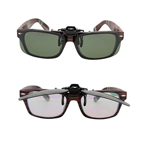 ZYZH 2 pares de gafas de sol clip en gafas de visión nocturna antideslumbrante polarizadas para hombres mujeres UV400 mejor para conducir disparos deportes al aire libre-amarillo + verde