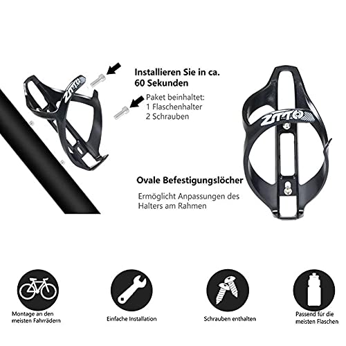 1 Botella de Agua para Bicicleta y 1 portabotellas para Bicicleta con Accesorios para Bicicletas (2X Tornillo, 1x Llave Inglesa) Soporte portabotellas MTB para Carretera montaña Bicicleta de Carreras