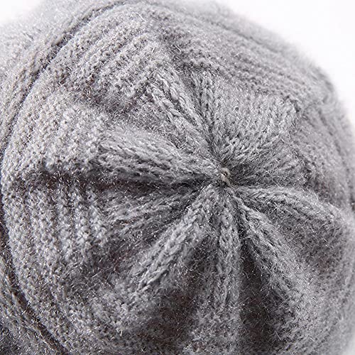 1 pieza de gorro de punto para mujer con ala, gorro de lana de invierno, más gorro de terciopelo grueso para madre salvaje, gorro de visera con visera de punto diario para exteriores (6 colores)