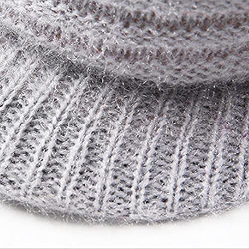 1 pieza de gorro de punto para mujer con ala, gorro de lana de invierno, más gorro de terciopelo grueso para madre salvaje, gorro de visera con visera de punto diario para exteriores (6 colores)