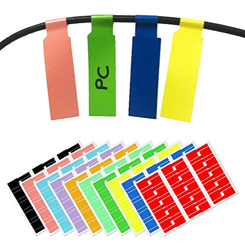 10 Colores, 300 Piezas, Etiqueta del Cable Adhesivas Pegatinas, A4, Impresoras Laser, Impermeable Resistente al Desgarro -