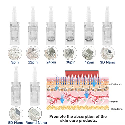 10 pcs Nano Micro Agujas Sin dolor para Dermapen Antienvejecimiento Arrugas Rejuvenecimiento de la piel, estilo de hebilla