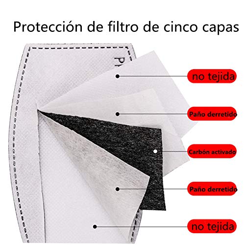 100 piezas de filtro de carbón activado PM2.5 almohadilla de filtro antipolvo reemplazable para tapa bucal