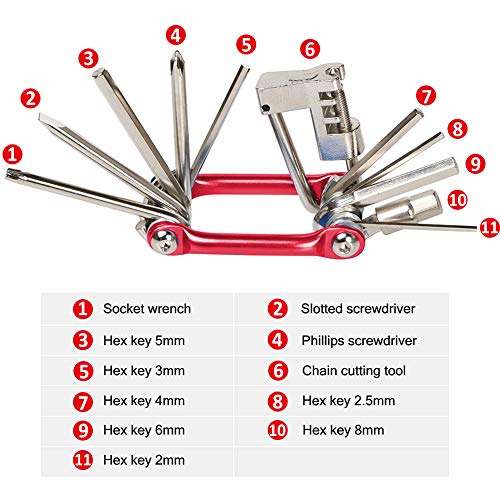 11 En 1 Kit de Herramientas de Mantenimiento INTVN11 En 1 Multiherramienta Bicicleta Mini Kit de Herramientas Plegables Mini Herramienta Plegable