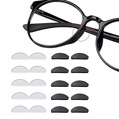 12 Pares Almohadillas de Nariz Adhesivas Almohadillas de Gafas de Silicona Antideslizantes para (1.5mm Negro Transparente)