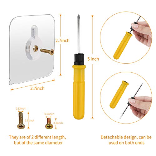 [12-Set]OOTSR 70x70mm Tornillos adhesivos desmontables Clavos para colgar pegajosos de montaje en pared sin dejar rastro No perforar para el baño Cocina Cuarto de almacenamiento Azulejo Pared Ducha