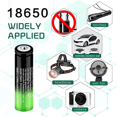 18650 3.7V 5800mAh li-Ion Pilas Recargables, Alta Capacidad Lithium Baterías, para Luz Solar, Linternas, Faros, Timbres, Coches RC (2 Unidades)