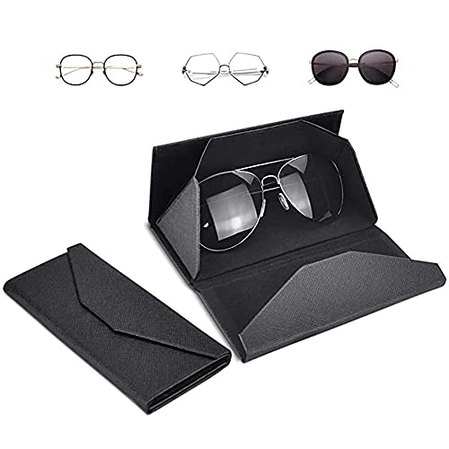 2 Piezas Funda Plegable Gafas de Sol, Triángulo Plegable Funda de Gafas, Estuche para Gafas de Sol, Estuche de Anteojos, con 2 Paño de Gafas, para Gafas, Gafas de Lectura, Gafas Deportivas