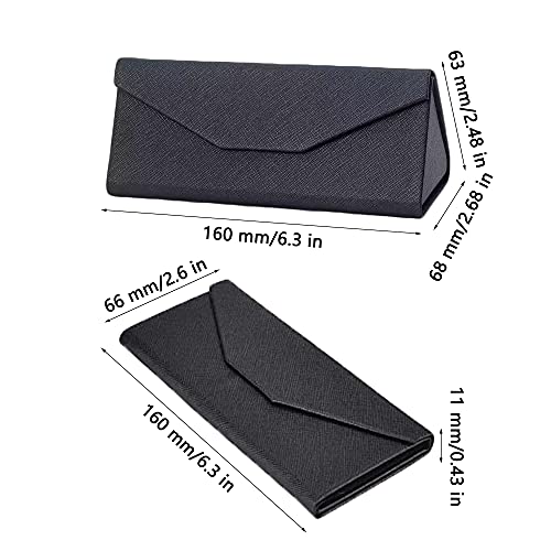 2 Piezas Funda Plegable Gafas de Sol, Triángulo Plegable Funda de Gafas, Estuche para Gafas de Sol, Estuche de Anteojos, con 2 Paño de Gafas, para Gafas, Gafas de Lectura, Gafas Deportivas