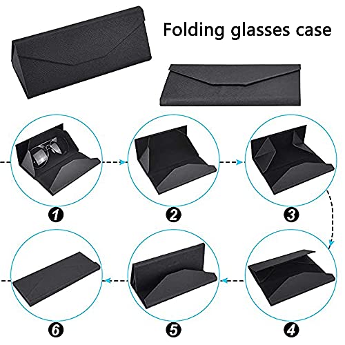 2 Piezas Funda Plegable Gafas de Sol, Triángulo Plegable Funda de Gafas, Estuche para Gafas de Sol, Estuche de Anteojos, con 2 Paño de Gafas, para Gafas, Gafas de Lectura, Gafas Deportivas