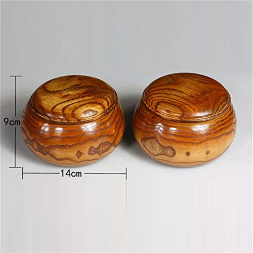 2 tarros de madera para ajedrez (14 x 9 cm), diseño chino antiguo juego de Go / Weiqi cajas de cuadros para 19 carreteras 361 piezas