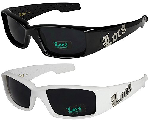 2 unidades Locs gafas de sol, gafas de moto, gafas deportivas en los colores blanco y negro 1x Locs 9052 schwarz und 1x Locs 9052 weiß Talla única