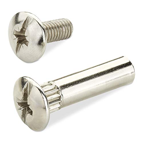 20 piezas SOTECH Tornillos de conexión CONNECT Ø 8 mm con rosca M6 Tornillo de unión con taco de fijación Acero niquelado para madera de 31-40 mm de espesor