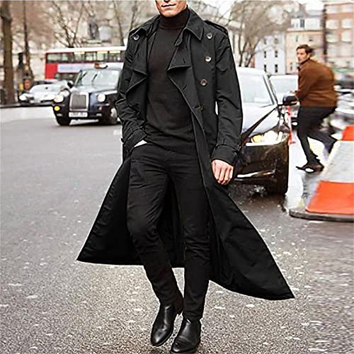 2022 Abrigo hombre invierno, Sobretodo Botón de Manga Larga Gabardina de Color sólido Abrigo Super largo Moda Slim-fit Elegant caliente Chaquetas solapa parka invierno Outwear traje