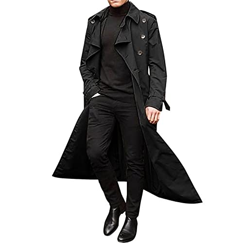 2022 Abrigo hombre invierno, Sobretodo Botón de Manga Larga Gabardina de Color sólido Abrigo Super largo Moda Slim-fit Elegant caliente Chaquetas solapa parka invierno Outwear traje