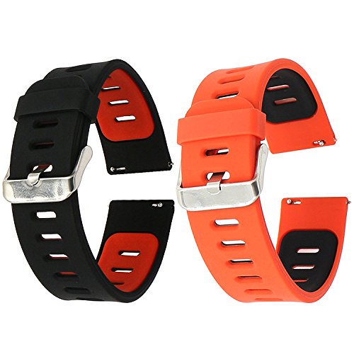 22mm Correa Silicona, EL-Move 22MM Silicona Banda Correas Brazalete de Pulsera para Pebble Time/Gear S3 Classic / Gear2(Blackred+RedBlack 2pcs)