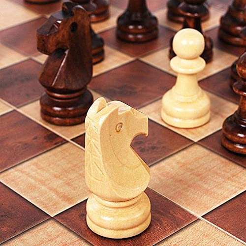 3 in-1 Chess Set Wooden Foldable Chess Board and Draughts Set Chess Checkers Game Interior Storage Practical Both Sides Puzzle Board (24 * 24cm)