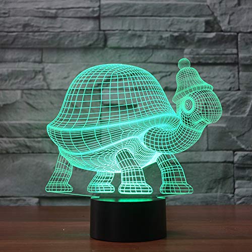 3D LED lámparas Tortuga ilusion optica luz de noche 7 colores Contacto Arte Escultura luces con cables USB Lampara Decoracion Dormitorio escritorio mesa para niños adultos