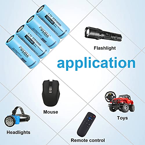 4 piezas PKCELL 3.7 V 1400 mAh batería recargable de litio 18500 li-ion batteies para linternas