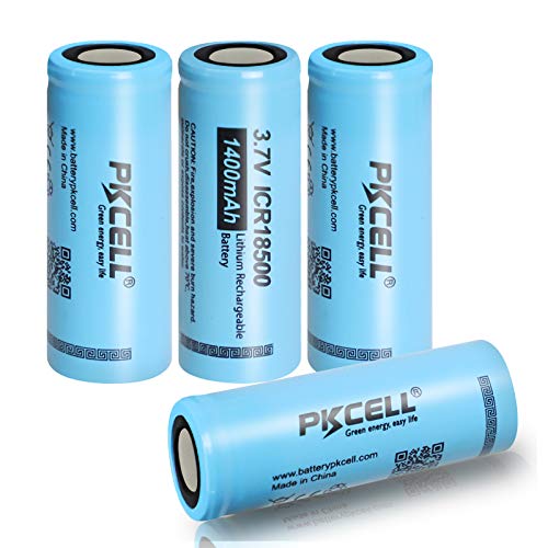 4 piezas PKCELL 3.7 V 1400 mAh batería recargable de litio 18500 li-ion batteies para linternas