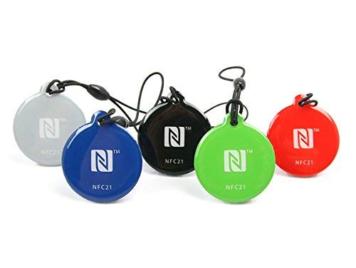 5 NFC Tag Pegatina, 30 mm, NXP NFC Chip, 180 Byte, Ideal para Dispositivos de/Control de Perfil (WiFi, Bluetooth, Aplicaciones) - con Todos los teléfonos NFC compatibles